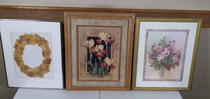 lot 49 image: Vintage Framed Floral Wall Art Barbara Mock and More