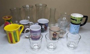 lot 78 image: Collection of Mugs, Cups and Vases, 17 Pieces Total