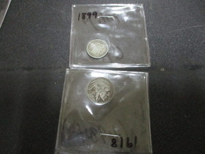 1899 Dime and buffalo nickel