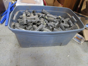 Large Tote of PVC Elbows, Ts & Nipples