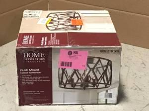 lot 14 image: Tessali 16 in. 3-Light Bronze Prismatic Glass Flush Mount Ceiling Light by Home Decorators Collection Customer Returns See Pictures