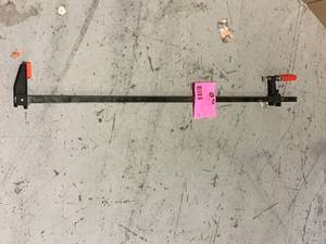 lot 20 image: Clutch Style 34 in. Capacity Bar Clamp with Wood Handle and 2-12 in. Throat Depth by BESSEY Customer Returns See Pictures