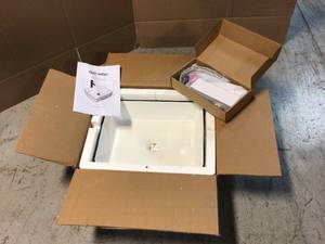 lot 52 image: Elecwhich White Ceramic Rectangular Vessel Bathroom Sink with Faucet Customer Returns See Pictures