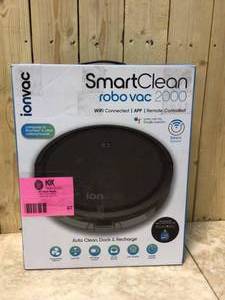 lot 67 image: Ion Robotic Vacuum Cleaner Wi-Fi Connected Self-Charging Controlled Via Mobile App or Voice Activated 14.4-Volt by Tzumi Customer Returns See Pictures
