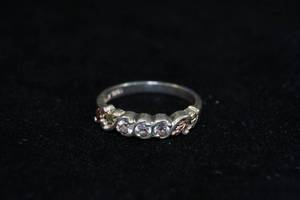 Sterling Silver Ladies Ring with 12K Black Hills Gold Accents and Cubic Zirconia