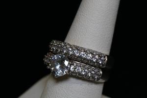 Sterling Silver Cubic Zirconia Wedding Ring Set