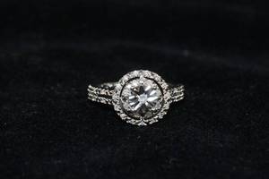 Sterling Silver Halo Style Ladies Ring