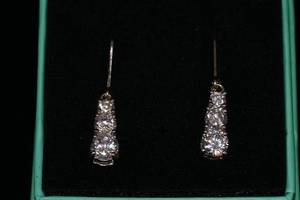 Sterling Silver Dangle Earrings with Cubic Zirconia Stones