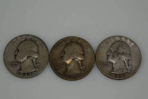 Washington Silver Quarter Coins - 1941, 1942, 1948