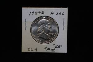 1954-D Franklin Silver Half Dollar Coin