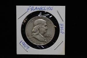 1959-P Franklin Silver Half Dollar Coin