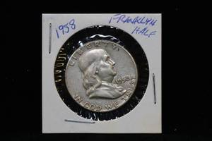 1958-P Franklin Silver Half Dollar Coin