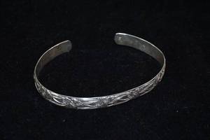 Sterling Silver Ladies Carved Design Cuff Bracelet