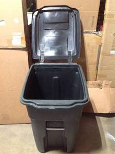 Toter 48 Gal. Greenstone Trash Can with Wheels and Attached Lid - good condition - review all pictures