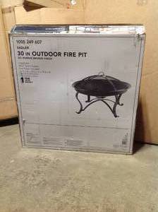Hampton Bay Sadler 30 in. x 19 in. Round Steel Wood Burning Fire Pit in Rubbed Bronze - good condition - review all pictures