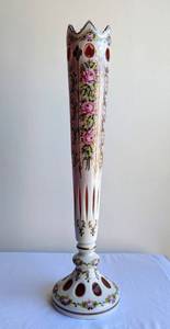 lot 3 image: Large Bohemian Cranberry Glass Vase