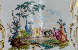 lot 6 image: Lovely Painted Porcelain Footed Vase
