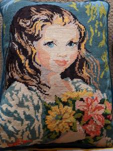 lot 19 image: Lovely Lady Themed Needlepoint Pillows