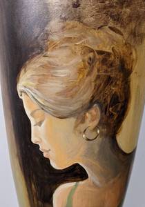 lot 2 image: Beautiful Painted Glass Floor Vase by Dupre
