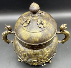 lot 233 image: Ornate Metal Lidded Vessel