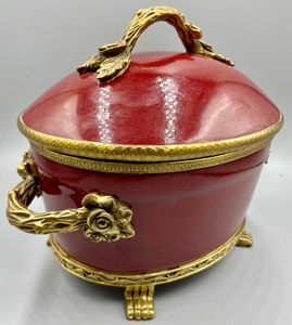 lot 240 image: Porcelain Oval Lidded Vessel