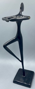 lot 223 image: Abstract Black Figural Metal Dancer Statue