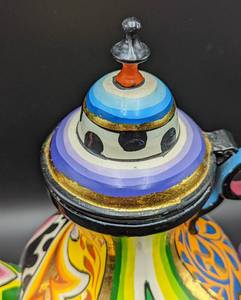 lot 59 image: Whimsical Colorful Painted Teapot
