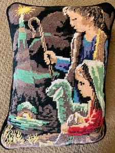 lot 271 image: 3 Nifty Needlepoint Pillows