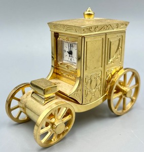 lot 301 image: 3 Golden Miniature Clocks