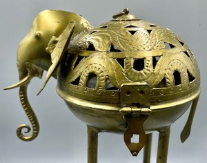 lot 365 image: Brass Elephant Votive Candle Holder