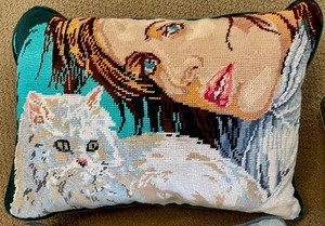 lot 385 image: 3 Beautiful Needlepoint Pillows