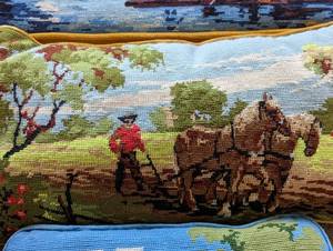 lot 183 image: Vintage Scenic Needlepoint Pillows