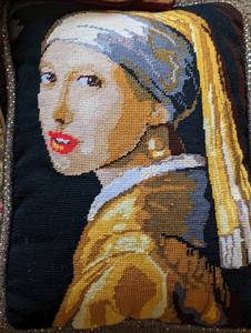 lot 184 image: Pretty Women Themed Needlepoint Pillows