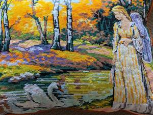 lot 90 image: Lovely Lady Themed Needlepoint Pillows