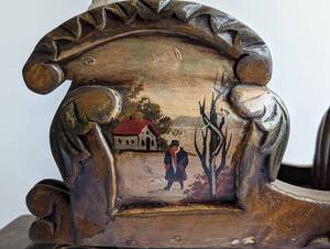 lot 92 image: Unique Vintage Painted Carved Wood Sleigh