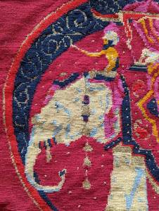 lot 323 image: Vintage Needlepoint Tapestry Elephant Tote