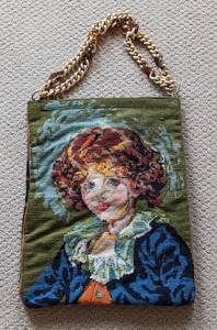 lot 324 image: Reversible Vintage Needlepoint Tapestry Tote