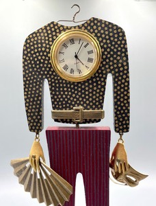 lot 182 image: Numbered and Signed Decorative Abstract Pierre Clock with Gold Accents