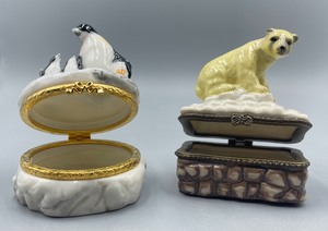 lot 169 image: Two Adorable Arctic Animal Themed Trinket Boxes
