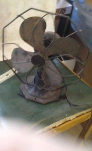 Two Vintage Art Deco Electric Fans Emerson Seabreeze Fan and a GE 8-inch Non-Oscillating Fan