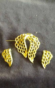 Dress Pin and Earrings and 12 Pair of Earrings