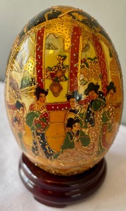 lot 30 image: Incredible Asian Design Large Egg on a Wooden Stand