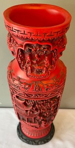 lot 48 image: Carved Relief Asian Style Resin Vase