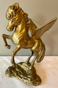 lot 69 image: Golden Brass Pegasus Statue