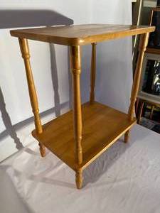 lot 123 image: Wooden Two Shelf Accent Table