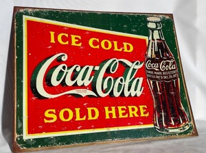 lot 129 image: Metal Wall Mount Coca-Cola Sign