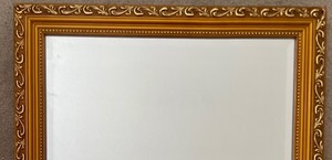 lot 92 image: Gold Framed Beveled Mirror