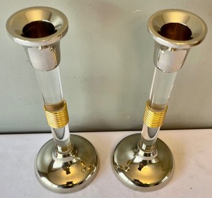 lot 322 image: Lucite and Metal Candle Holders
