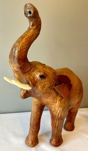 lot 101 image: Two Wooden Elephant Carvings