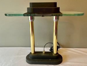lot 111 image: Brass and Glass Adjustable Light Desk Lamp